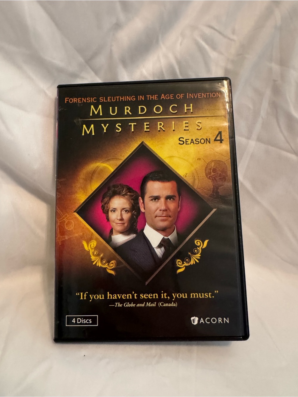 Acorn Murdoch Mysteries Season 4 DVD - Gold, Black & Purple Artwork